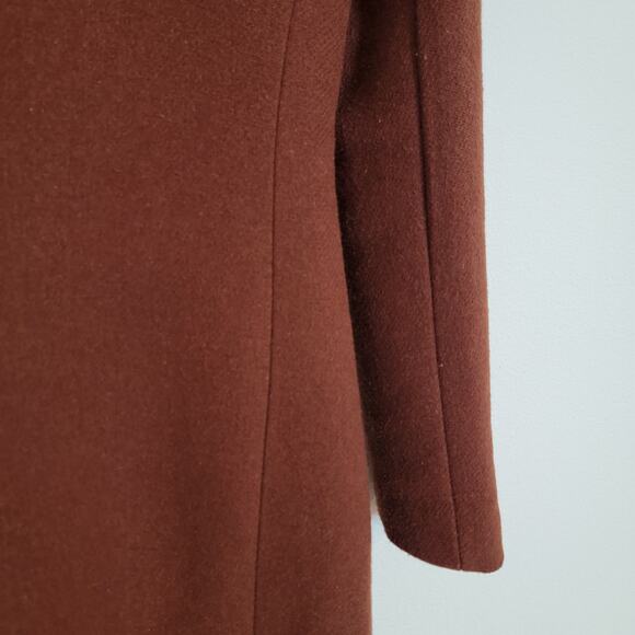 House Of Harlow 1960 Burnt Brown Wool Blend Long Peacoat XS Winter Travel Work - Picture 12 of 16